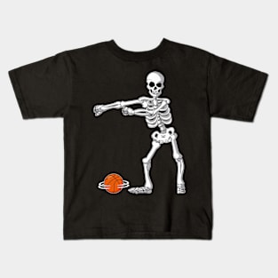 Flossing Skeleton Basketball Funny Halloween Kids T-Shirt